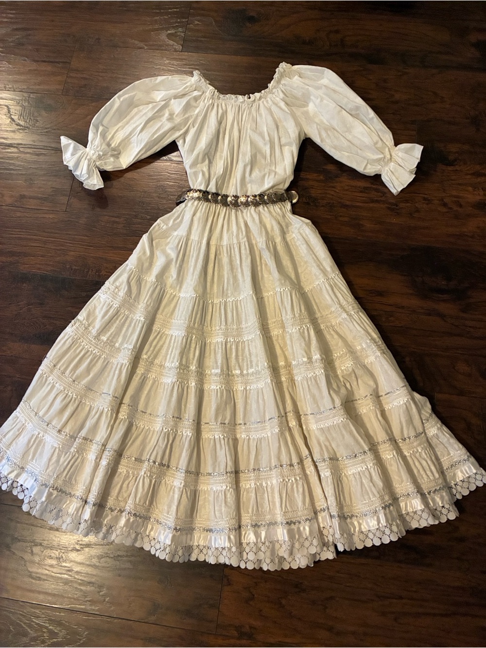 Anna Kanya Boho Peasant Blouse & Skirt with Full Tiered Skirt OS